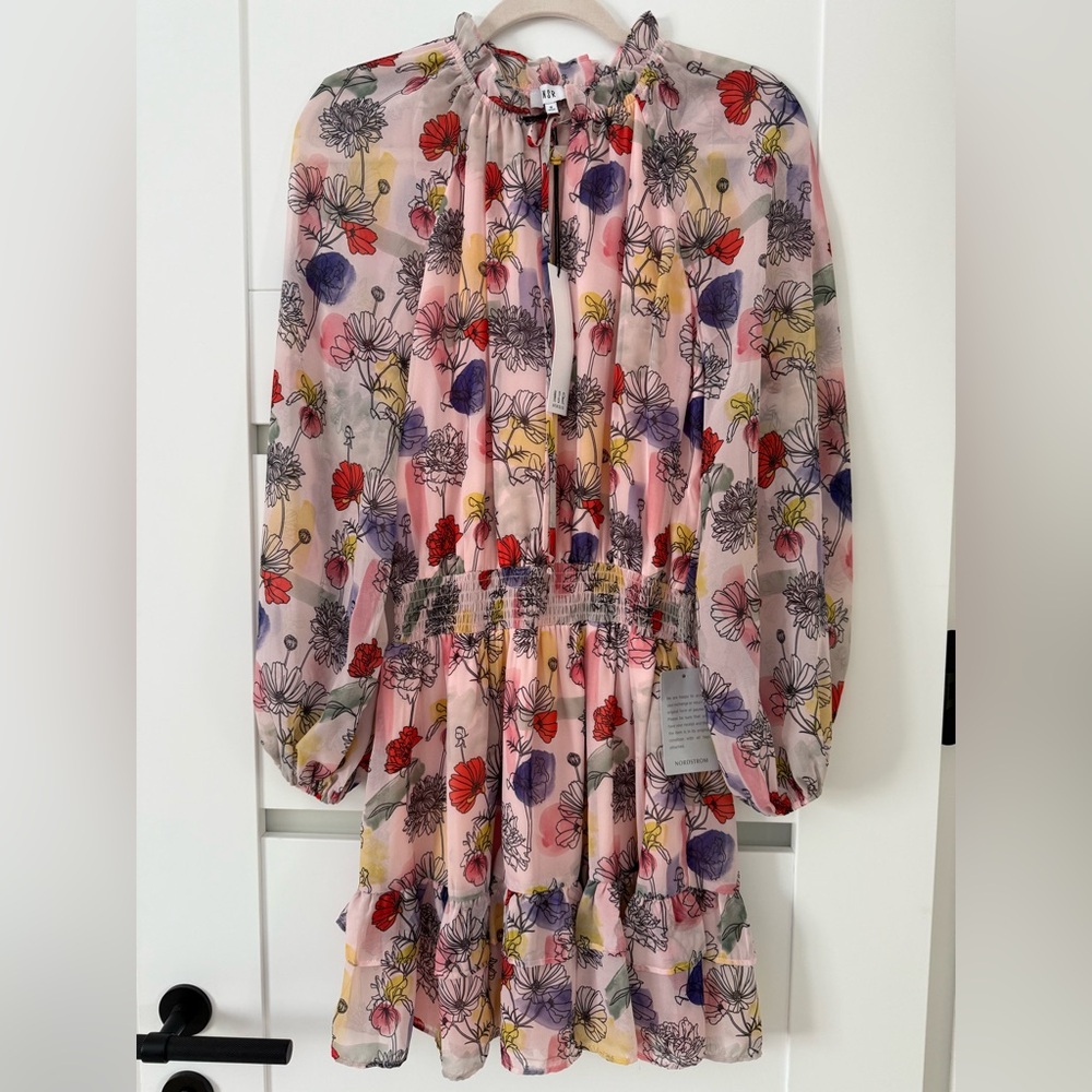 NWT NSR Floral Chiffon Dress - Pink, Red, Purple - S